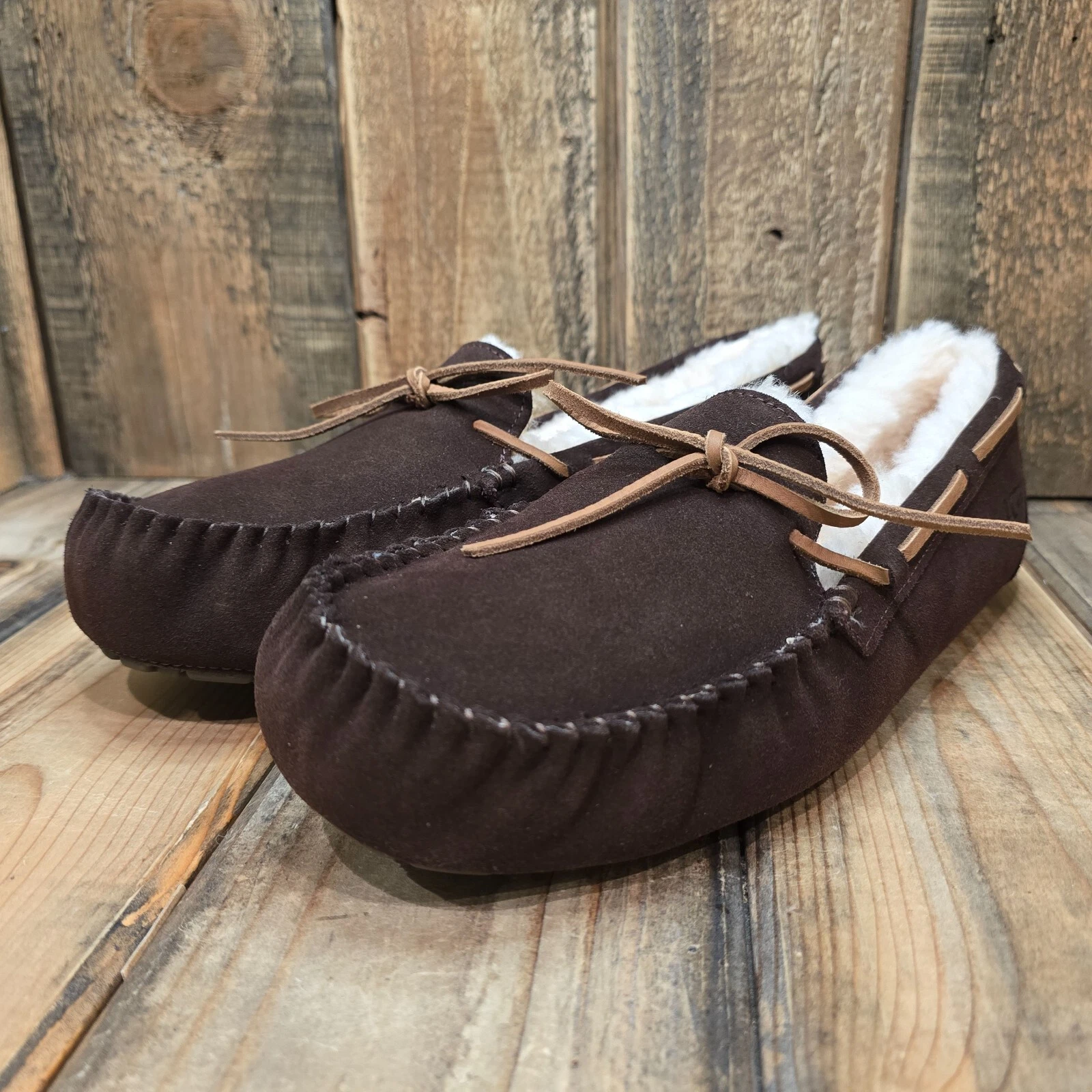 MOCASSINO MOCASSINO ESPRESSO PELLE SCAMOSCIATA DA UOMO US 12 UGG OLSEN PANTOFOLA EUR 45