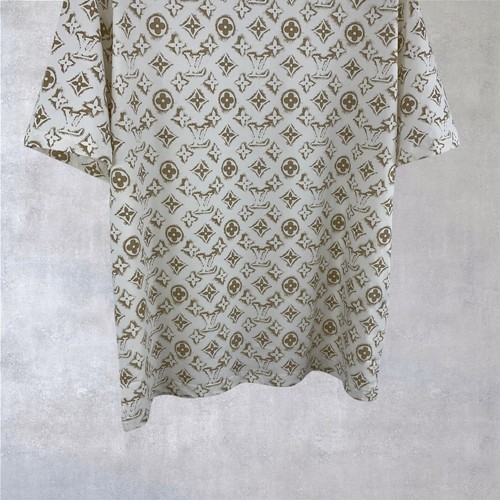 Louis Vuitton LV Monogram Cotton Crewneck T-Shirt White & Gold Size M - Picture 9 of 19