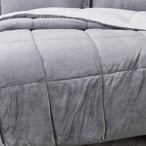 Truly Soft Comforter Set King Polyester Machine Wash Solid Color Gray 3-Piece - Picture 6 of 6