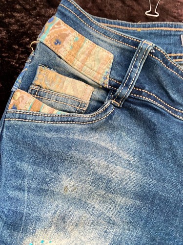 Redoe Jeans Youth Women Small Blue Embelished Crystals Ripped Distressed Size 27 - Picture 9 of 17