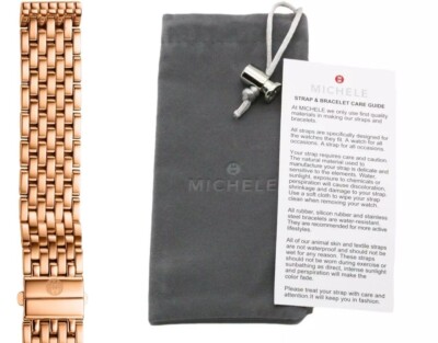 NEW MICHELE Deco MID Madison 16 MM Rose Gold Plated Bracelet - MS16DM267715 $600