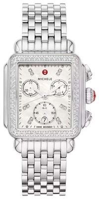 Michele Deco Chronograph Date Stainless Steel Diamonds Womens Watch MWW06A000775