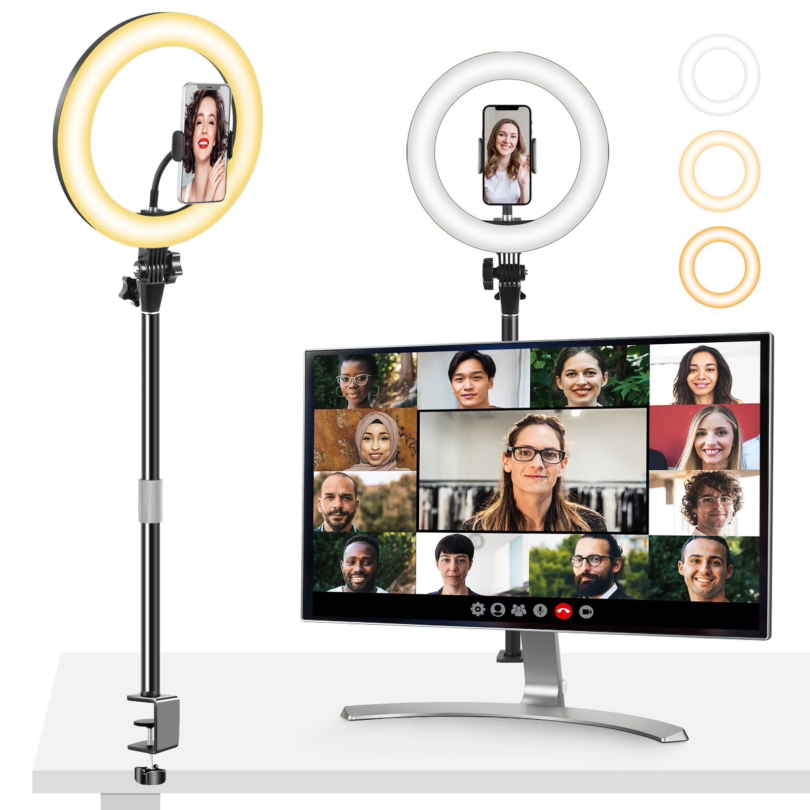 Ring Light for Computer Video Conferencing Recording/Zoom Meeting-10'' Desk R...-image