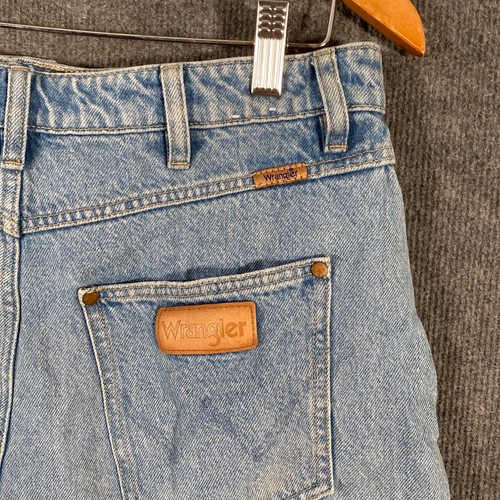 Wrangler Shorts Womens 12 Blue Denim Hot Pants Hi Bells Western Rodeo Cut Off R - Picture 14 of 14