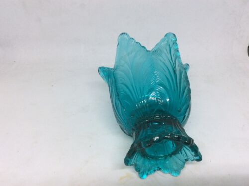 Fenton Art Glass Tulip Teal Blue Reversible Candle OR Votive Holder 4” - Picture 3 of 3