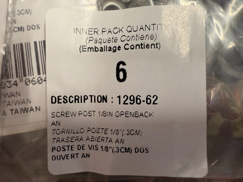 Tandy 1/8" (60) and 1/4" (70) Antique Nickel Openback Screw Post 1296-62/1296-72 - Image 2 of 4