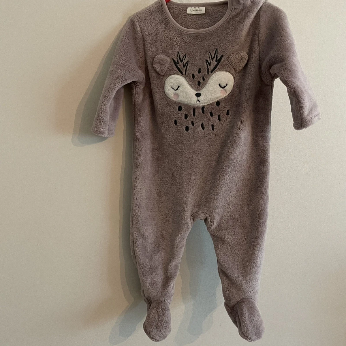 Next 6 9 Months Reindeer Christmas Fluffy Babygrow