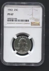 1963-25c Washington Quarter- NGC- PF 67. 90% Silver