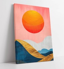 PINK ORANGE SUNSET BOHO HOME DECOR FRAMED CANVAS WALL ART PICTURE PRINT