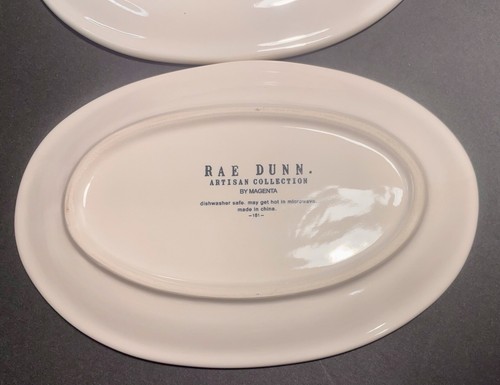Rae Dunn Artisan Magenta NAUGHTY NICE 8” Oval Ceramic Plates Christmas Set Of 2 - Picture 6 of 12