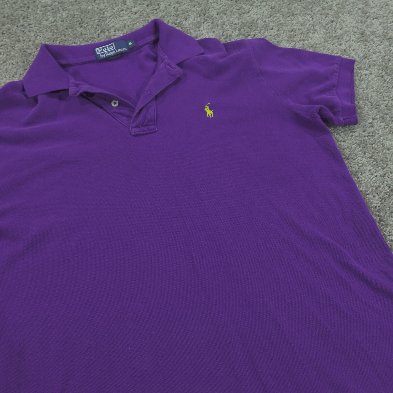 Ralph Lauren Camicia Uomo Manica Corta Media Polo Blu Giallo Piccolo Pony