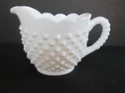 vtg Fenton hob nail white milk glasss scalloped edge creamer