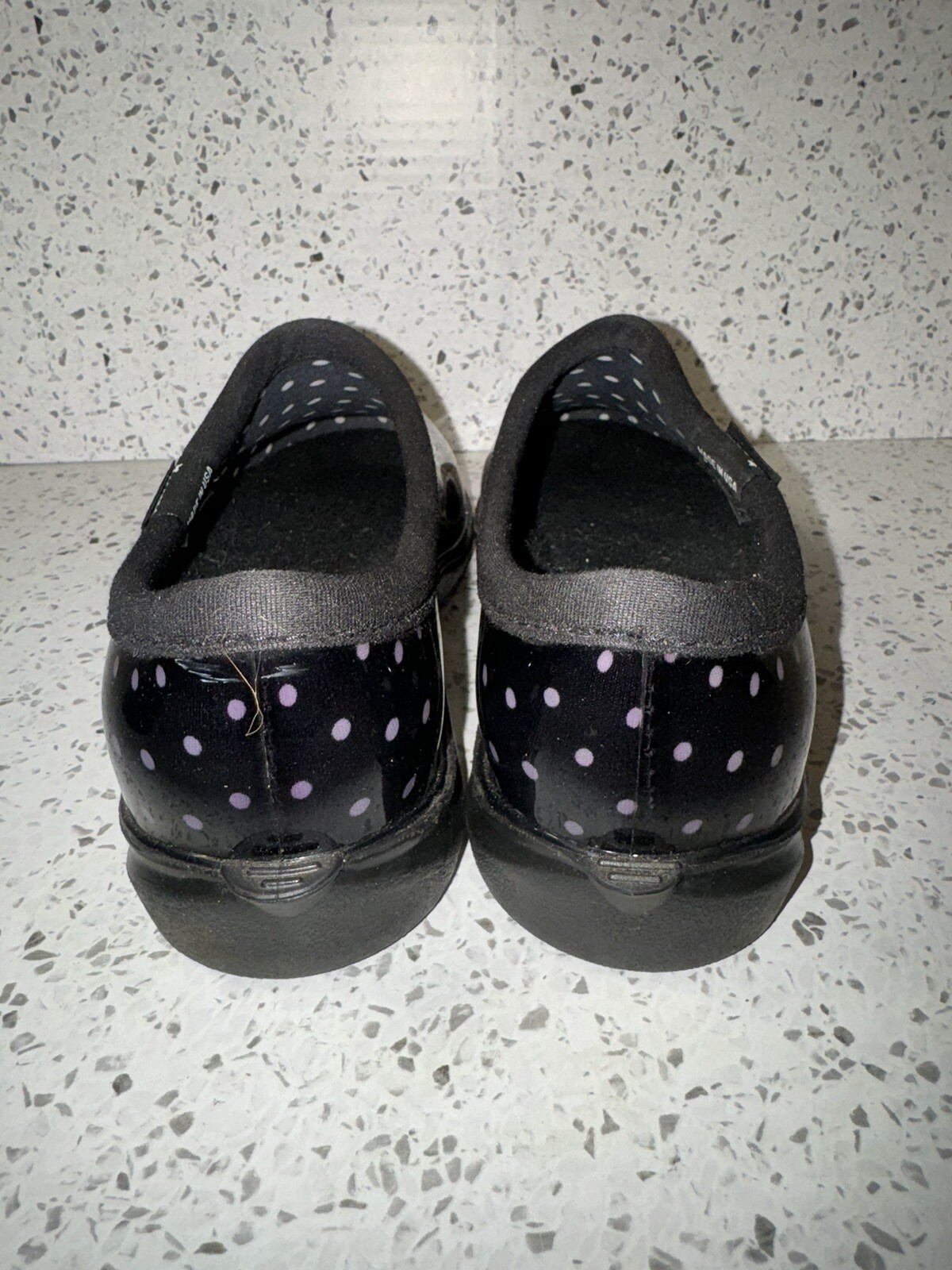Sloggers Womens Rain Garden Slip on Clogs Black with Polka Dots Size 9