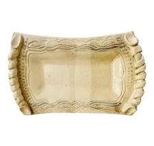 2000s Studio Pottery Signed Williams Footed Bread Platter Twisted Handles