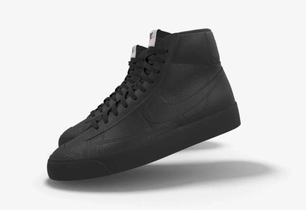 195 NIB NEW Mens NIKE Blazer Mid 77 Custom Triple Black Premium Leather Shoes