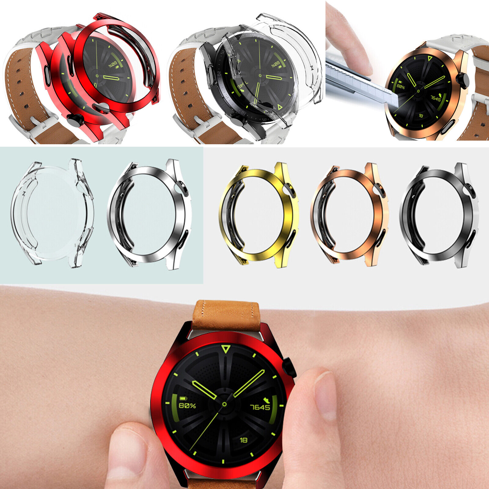For Huawei Watch GT3 MM MM TPU Plating Full Screen Protector Case Cover  Skin