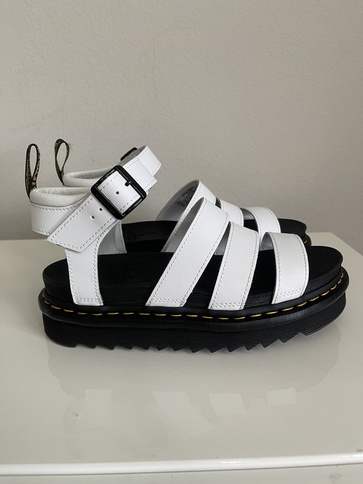 Dr Martens Blaire 3 Strap Wedge Sandals White Hydro S… Gem