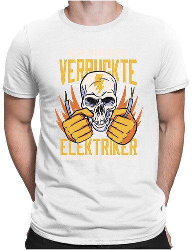 Verrückter Elektriker | Herren Fun T-Shirt S bis 4XL | Totenkopf Elektro Skull - Picture 14 of 15