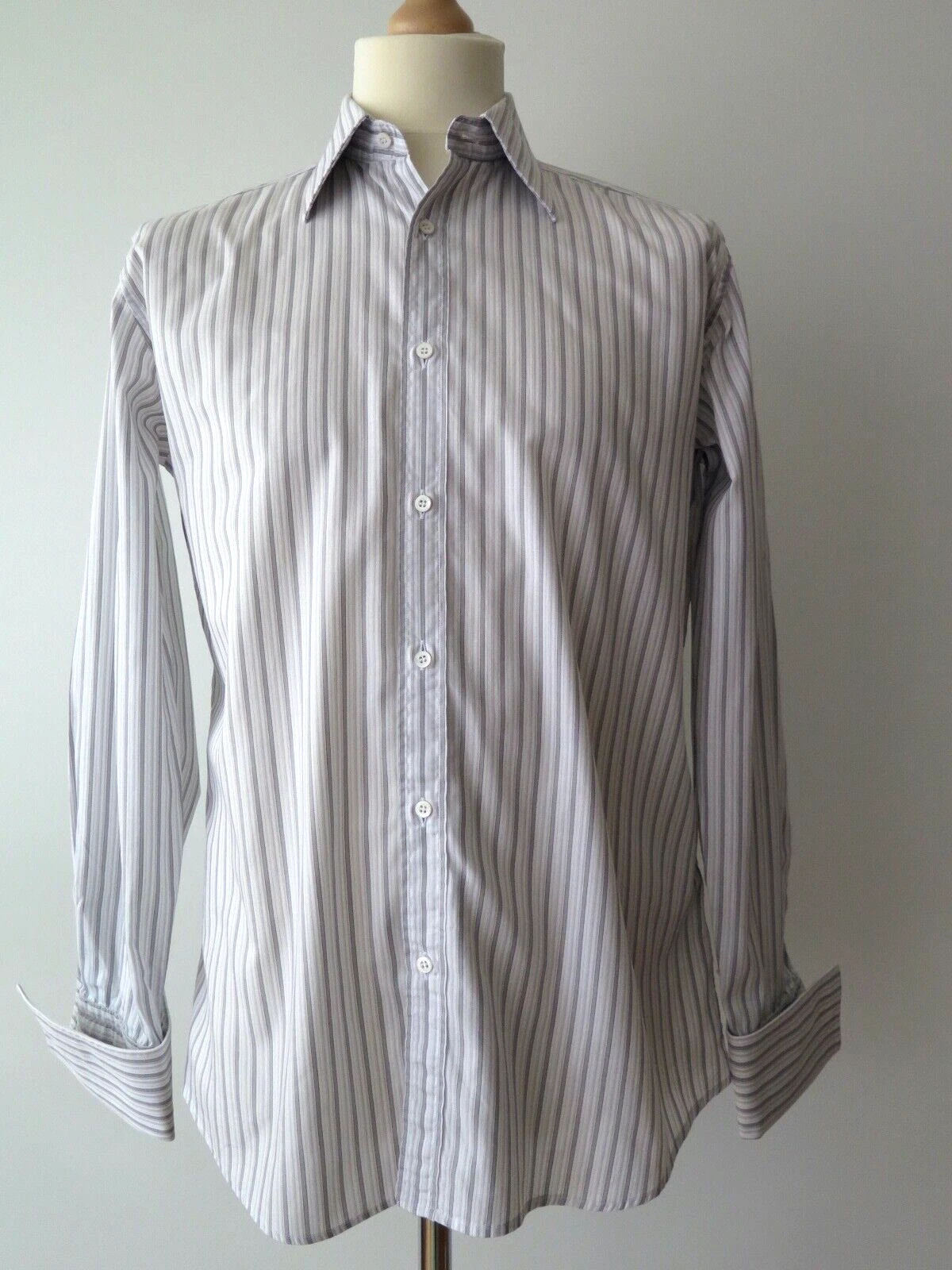 Chemise homme GUCCI manches longues française double manchette rayée taille 39   15,5