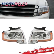 Pair Halogen Projector Headlight For 2015-2017 Ford Expedition Left + Right Side