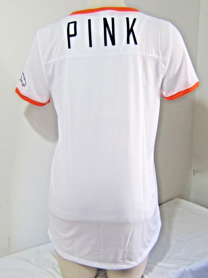 Bling @ VICTORIA SECRET ROSA NFL Lentejuelas DENVER BRONCOS Malla CAMISETA JERSEY CAMISETA M Foto 3 de 3