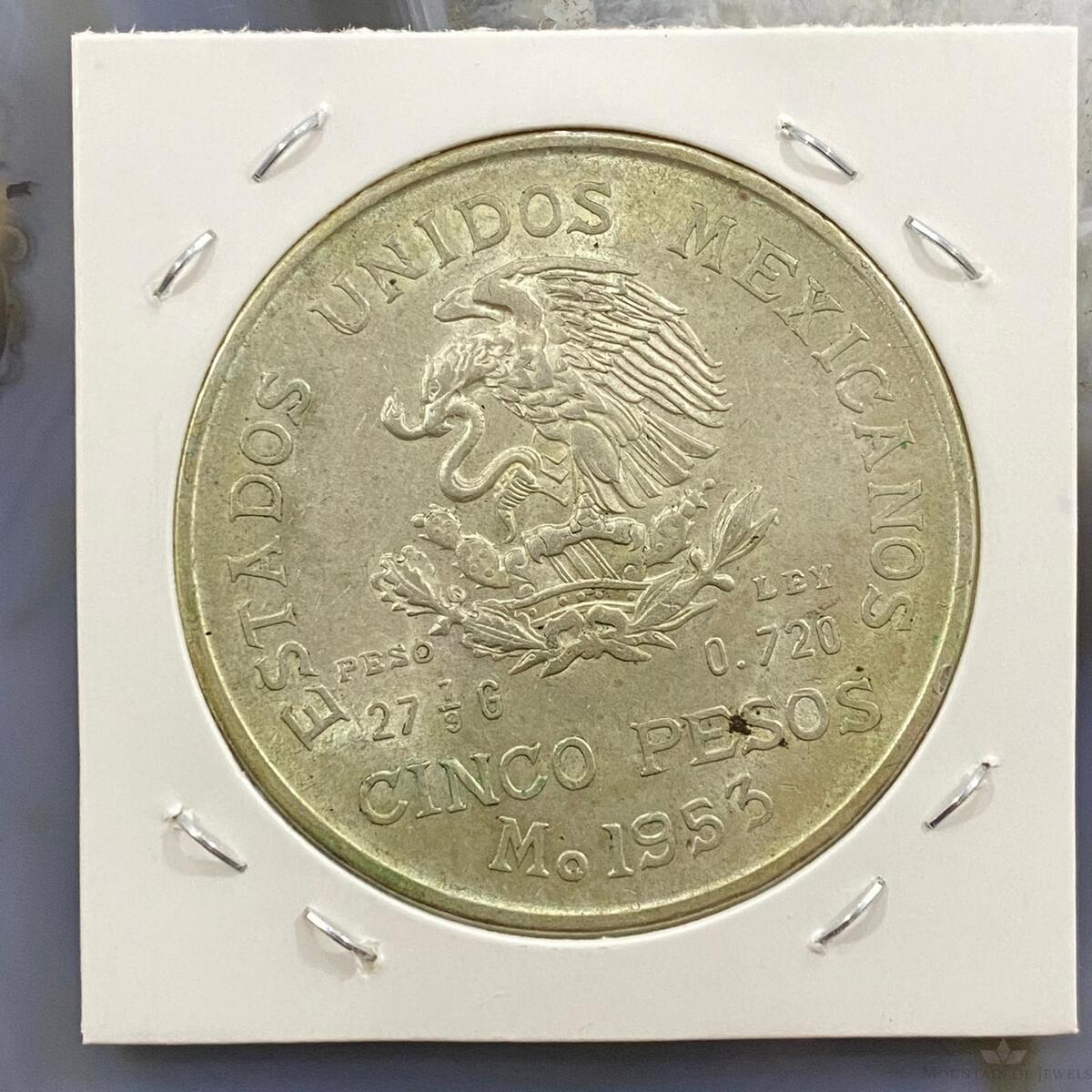 1953 Mexico 5 Pesos .720 Silver Coin #52023-3U | eBay