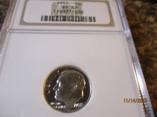 1952 ROOSEVELT DIME PROOF NGC PR 67   008