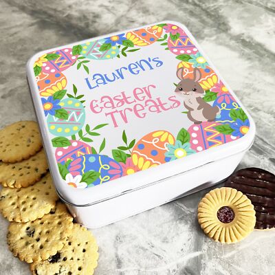 Helle Ostereier & Hase personalisiert Geschenk Kuchen Kekse Süßigkeiten Leckerli Dose