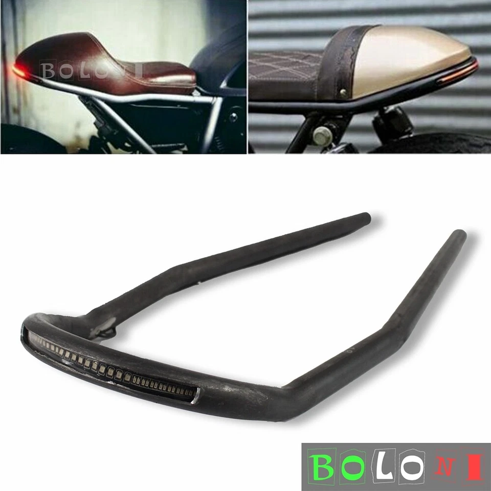 Aro de bucle de asiento trasero de motocicleta con marco de tubo de 7/8" con luz de freno LED para café racer Foto 3 de 4