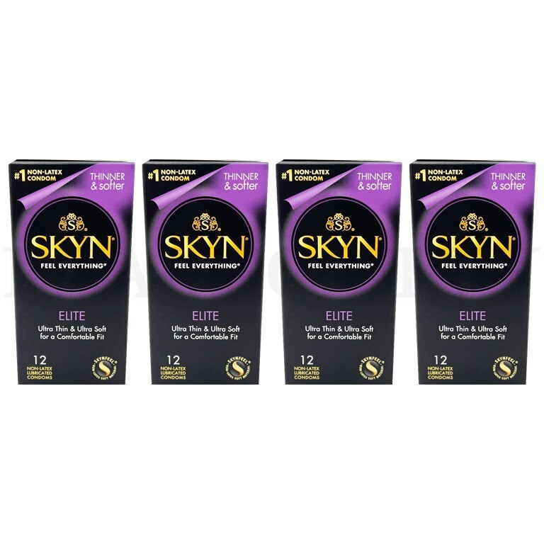 Lot of 4 - Lifestyles SKYN Elite Non-Latex Condoms - 12 Ct Each - 48 TOTAL 