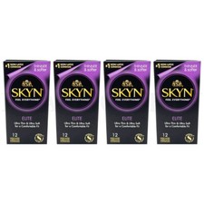 Lot of 4 - Lifestyles SKYN Elite Non-Latex Condoms - 12 Ct Each - 48 TOTAL