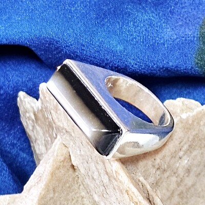 Jugendstil Ring 925 Silber Handwerker besetzt Perlmutt grau irisierend Gr. 50 Unikat
