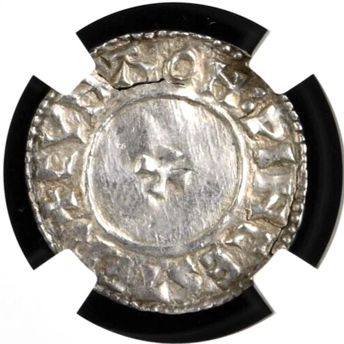 England 978 - 1016 King  Aethelred II Silver Penny NGC AU Peck Marked S-1154