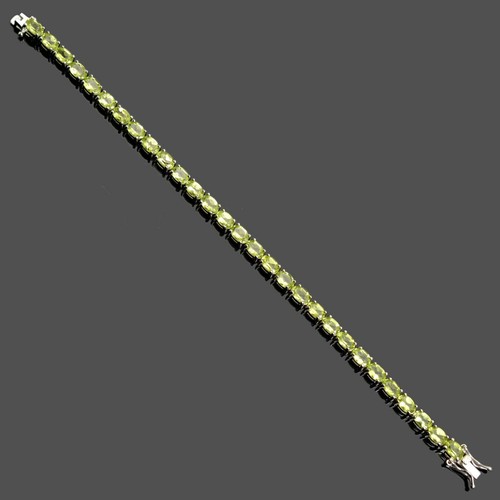 6x4 mm Oval Cut Natural Peridot Gemstone 925 Sterling Silver Tennis Bracelet - Picture 4 of 4