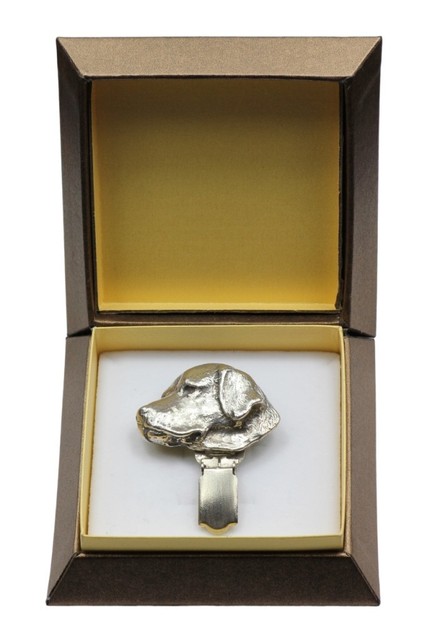 Labrador Retriever - silver plated clipring with a dog in box Art Dog AU Labrador Retriever - silver plated clipring with a dog in box Art Dog AU