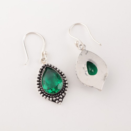Pendientes de joyería hechos a mano de plata de ley 925 con piedras preciosas de diopsido de cromo para esposa - Imagen 2 de 4