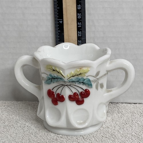 Westmoreland Mlk Glass Sugar Bowl Cherries Vintage Excellent Condition - Picture 8 of 9