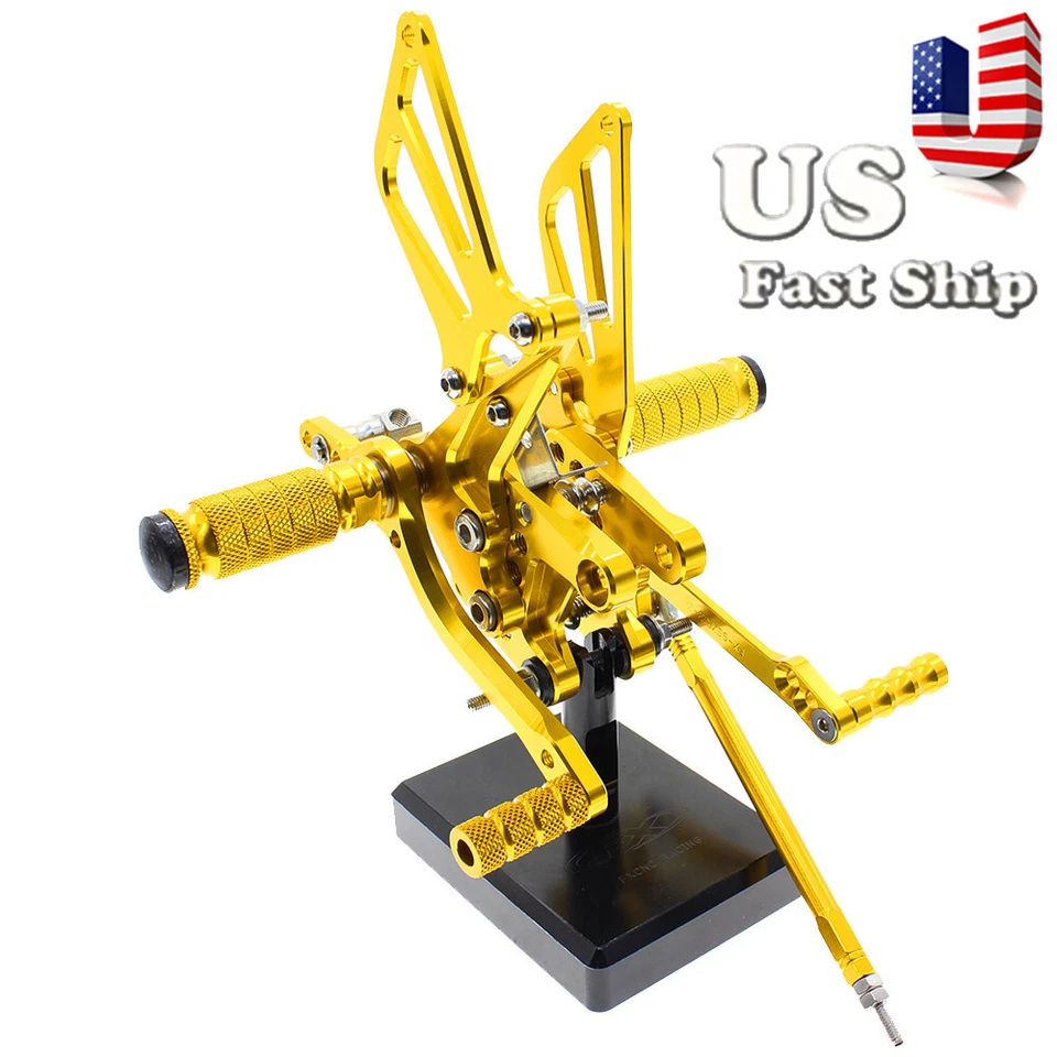 Juego de estriberas traseras CNC reposapiés de pedal para Suzuki GSXR750 2000 2001 2002 2003 dorado Foto 4 de 4