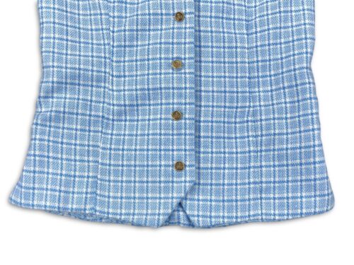 TUTA VINTAGE FONDO A CAMPANA TEMPO LIBERO ANNI 60 70 BLU PLAID 28w - Foto 6 di 19