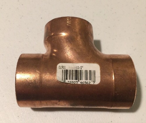 NIBCO 911 11/2 DWV Tee, Wrot Copper, C x C x C, 1-1/2 In - Picture 2 of 6
