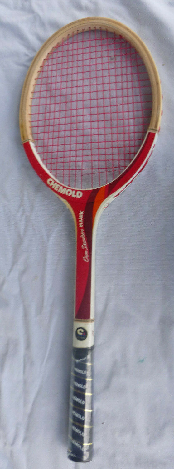 Vintage wood tennis racket racquet Owen Davidson Hawk  M