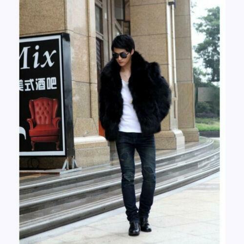 Herren Winter Pelz Mantel Parka Revers Jacke Formell Business Freizeit Warm Dick Größe - Bild 12 von 15