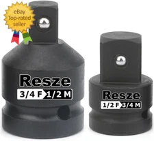 2PCS Impact Socket Adapter and Reducer Set,3/4"To 1/2" & 1/2"To 3/4" Drive Socke