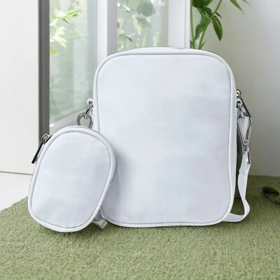 Inc International Concepts Men s White One Front Zipper pocket Messenger Bag NWT
