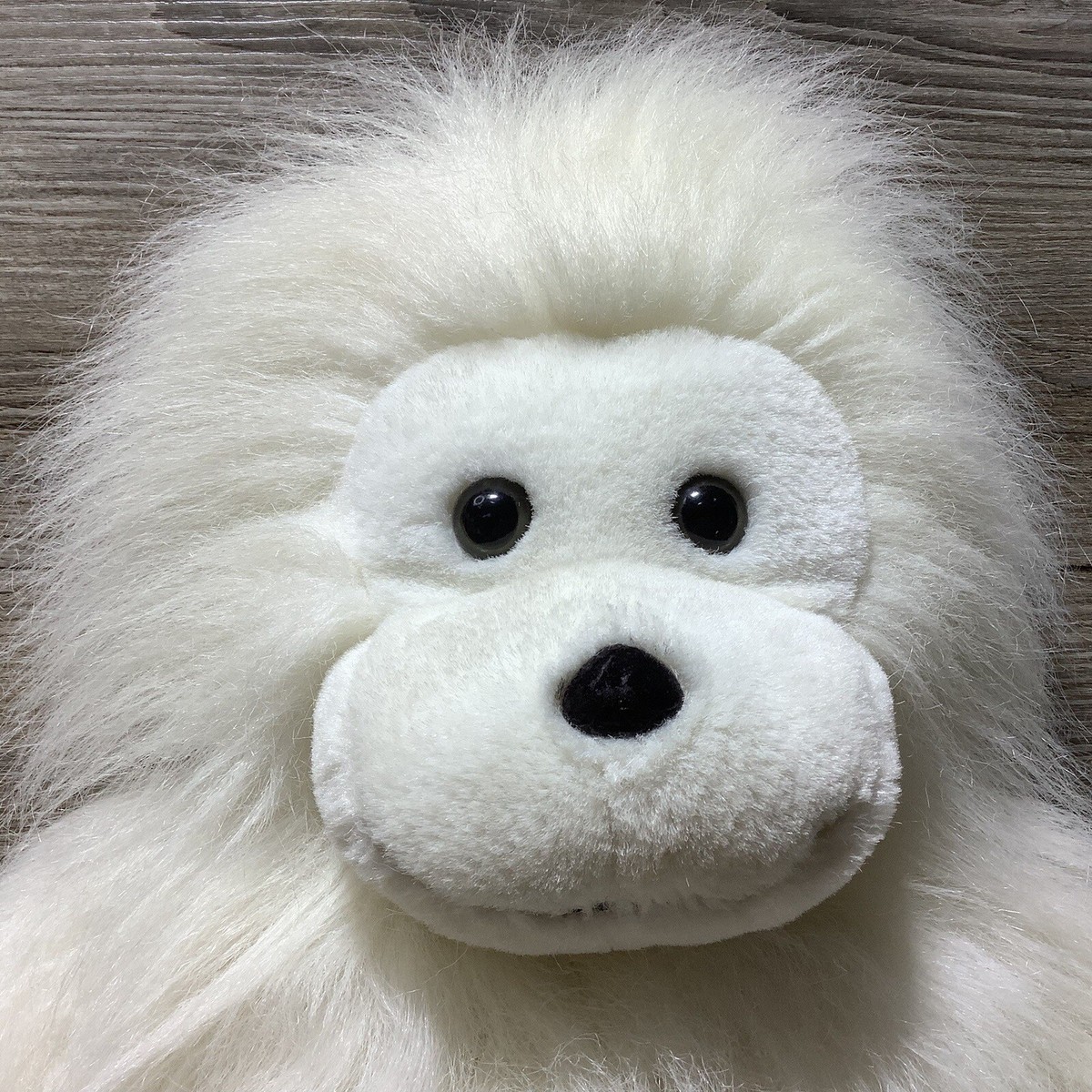 Furry Albino Happy Gorilla Ape Vintage White Monkey Plush Soft Toy