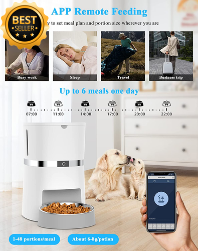 Auto Cat Feeder S36 | 1–6 Meals, Timer, Steel Bowl, 10s Call, Dual Power - Picture 3 of 12