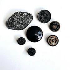 Lot Buttons & Brooch Pin Vintage Estate Collection Craft Crafting Art