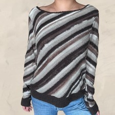 caslon vintage striped brown sweater gradient size medium wool blend