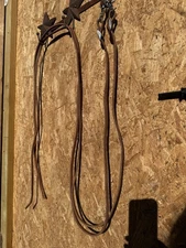 USED 8' 1/2" WIDE SPAGHETTI SPLIT REINS HARNESS LEATHER SOFT