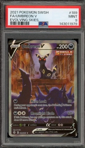 Pokemon Umbreon V Evolving Skies Full Alt Art #189 PSA 9 Mint